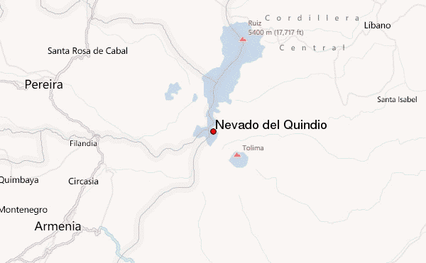 Nevado del Quindío Location Map