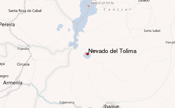 Nevado del Tolima Location Map