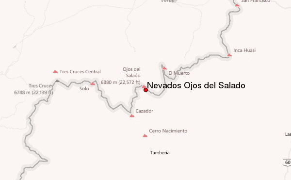 Nevados Ojos del Salado Location Map