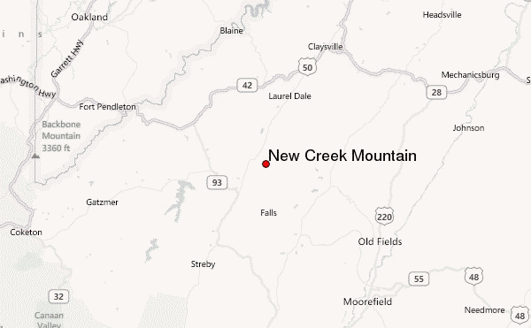New Creek Mountain Location Map
