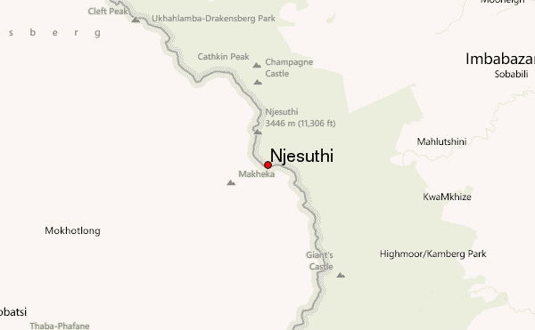 Njesuthi Location Map