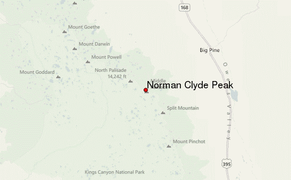 Norman Clyde Peak Location Map