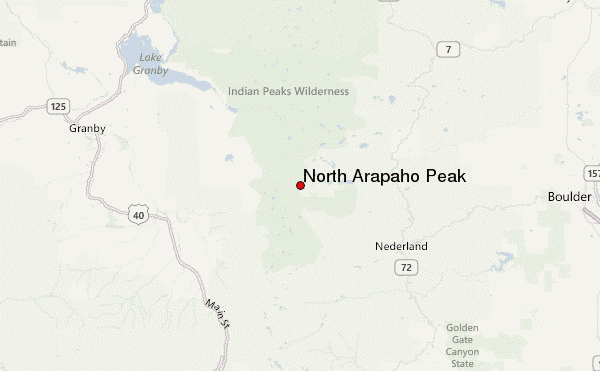 North Arapaho Peak Location Map