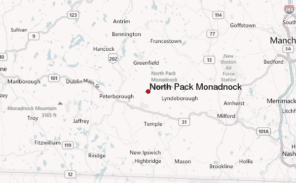 North Pack Monadnock Location Map