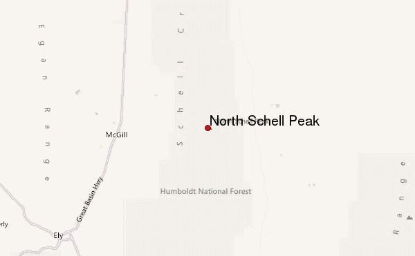 North Schell Peak Location Map