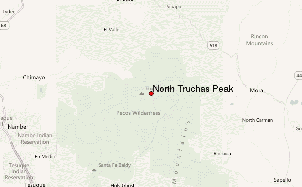 North Truchas Peak Location Map