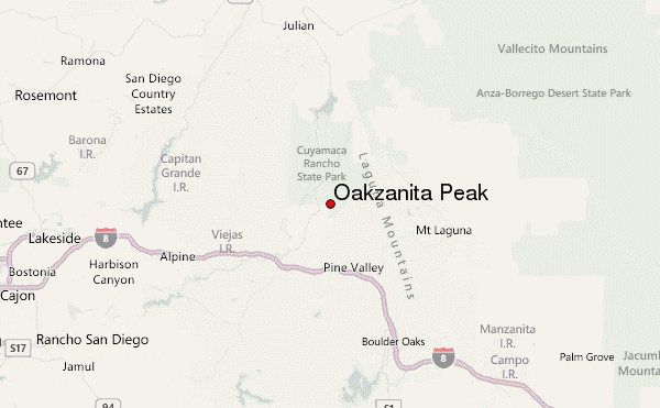 Oakzanita Peak Location Map