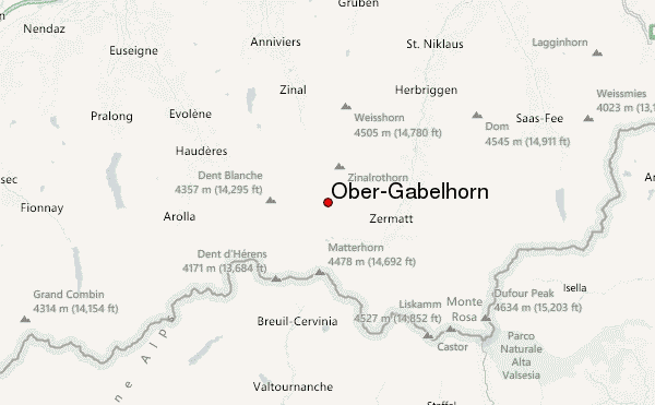 Ober-Gabelhorn Location Map