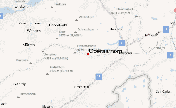Oberaarhorn Location Map