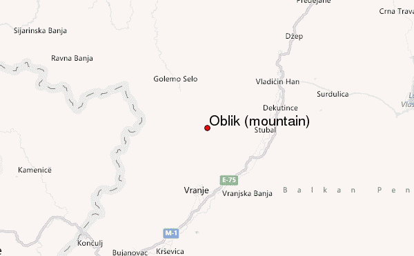 Oblik (mountain) Location Map