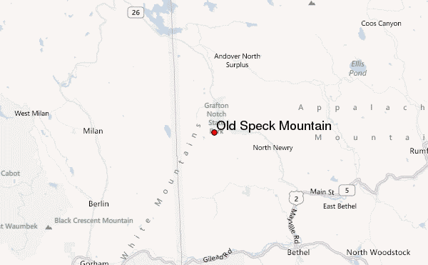 Old Speck Mountain Location Map