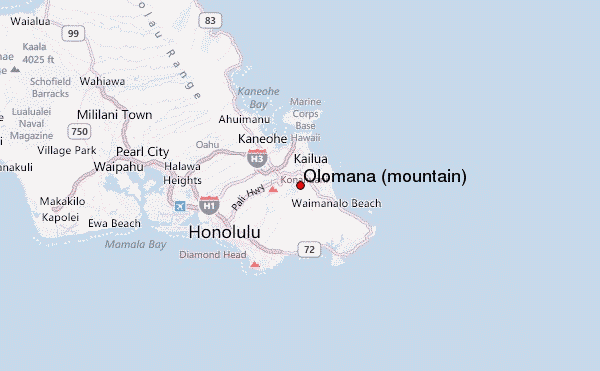 Olomana (mountain) Location Map