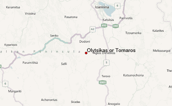Olytsikas or Tomaros Location Map