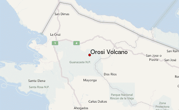Orosí Volcano Location Map