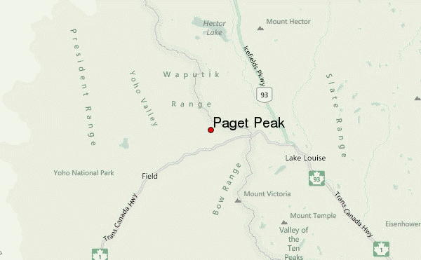 Paget Peak Location Map