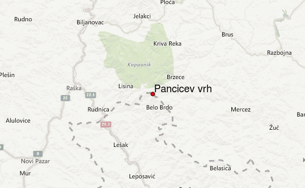 Pancicev vrh Location Map