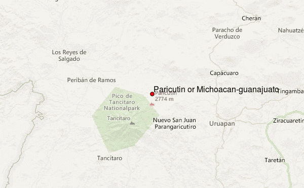 Paricutin or Michoacan-guanajuato Location Map