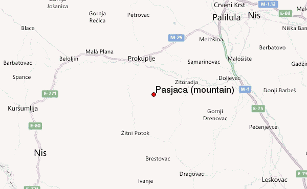 Pasjača (mountain) Location Map