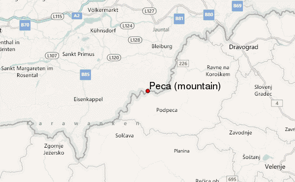 Peca (mountain) Location Map