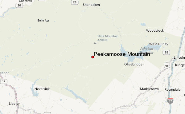 Peekamoose Mountain Location Map
