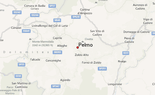 Pelmo Location Map