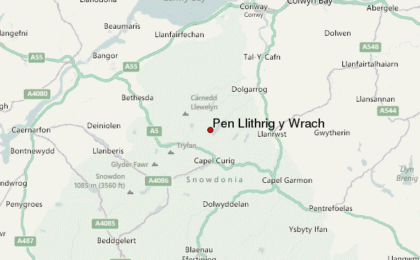 Pen Llithrig y Wrach Location Map