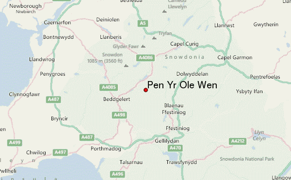 Pen Yr Ole Wen Location Map