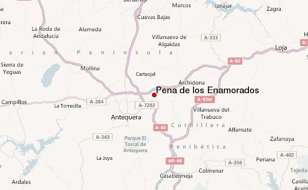 Peña de los Enamorados Location Map