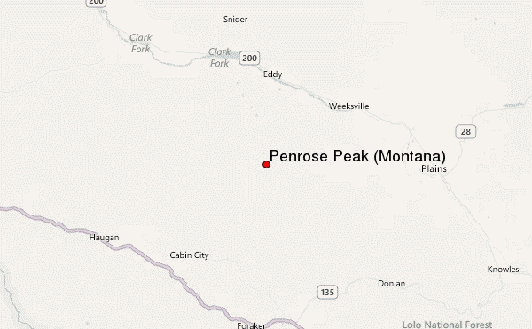 Penrose Peak (Montana) Location Map
