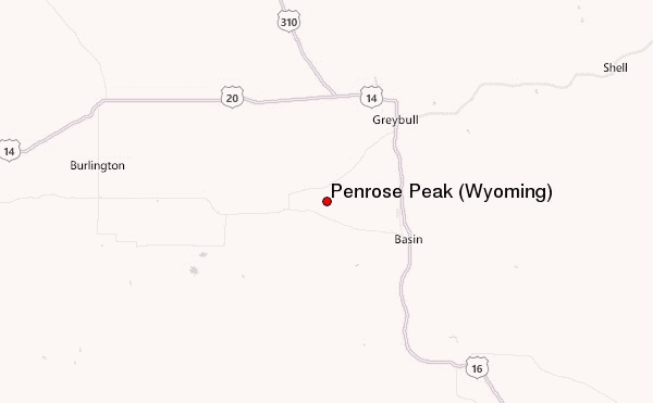 Penrose Peak (Wyoming) Location Map