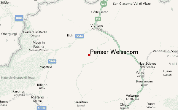 Penser Weißhorn Location Map
