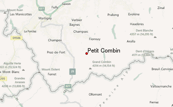 Petit Combin Location Map