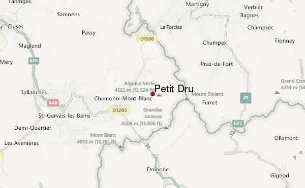 Petit Dru Location Map