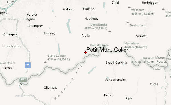 Petit Mont Collon Location Map