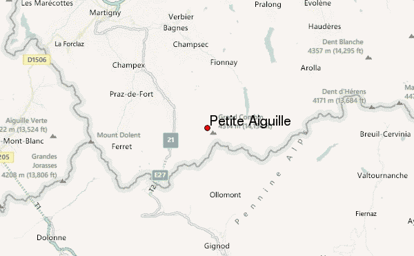 Petite Aiguille Location Map