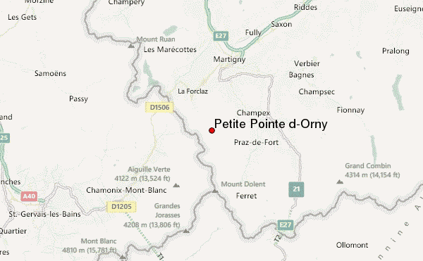 Petite Pointe d'Orny Location Map