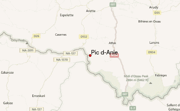 Pic d'Anie Location Map