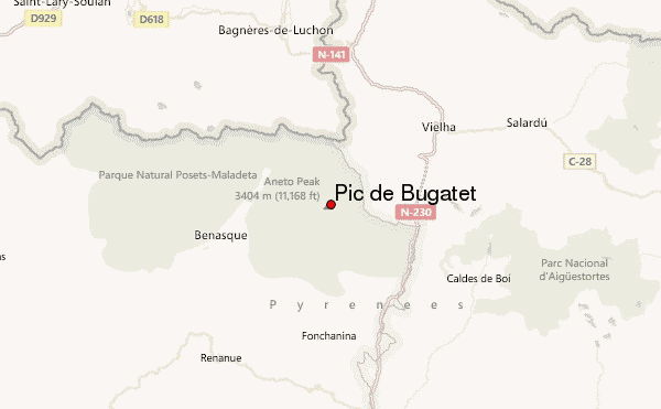 Pic de Bugatet Location Map