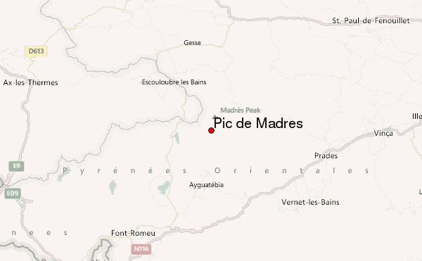 Pic de Madrès Location Map