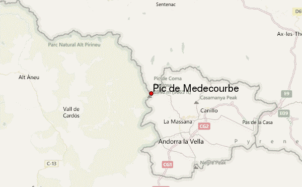 Pic de Médécourbe Location Map