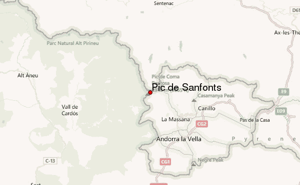 Pic de Sanfonts Location Map