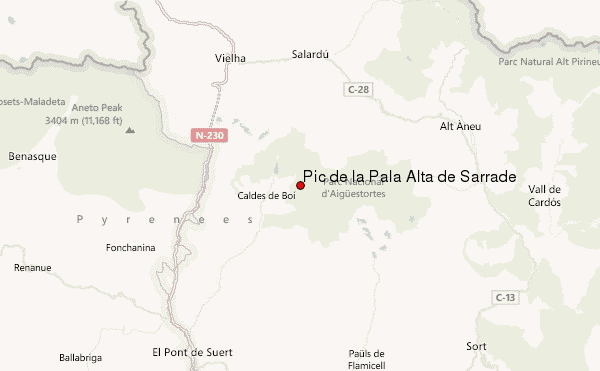 Pic de la Pala Alta de Sarradé Location Map