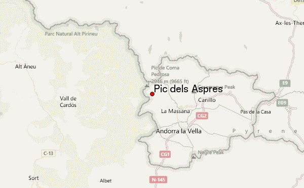 Pic dels Aspres Location Map