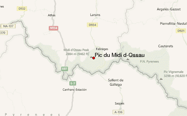 Pic du Midi d'Ossau Location Map