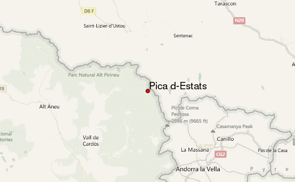 Pica d'Estats Location Map