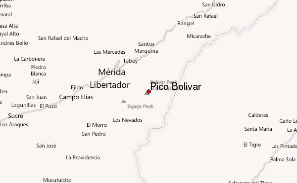 Pico Bolivar Location Map