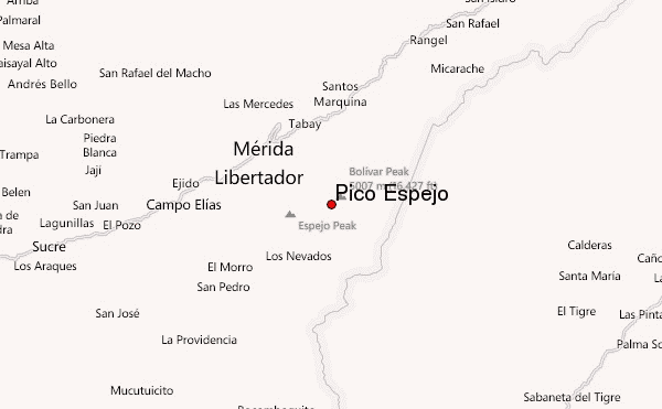 Pico Espejo Location Map