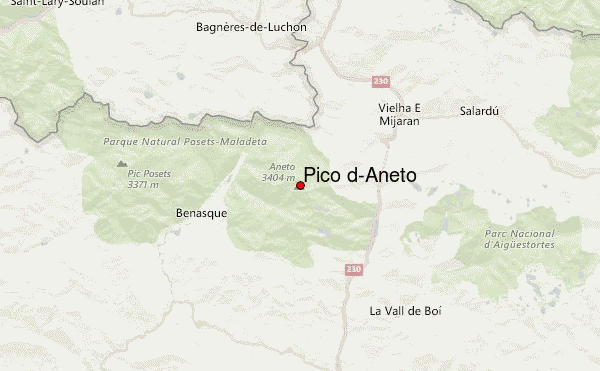 Pico d'Aneto Location Map
