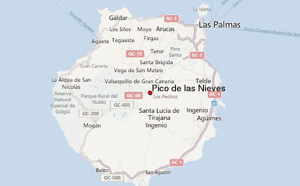 Pico de las Nieves Location Map