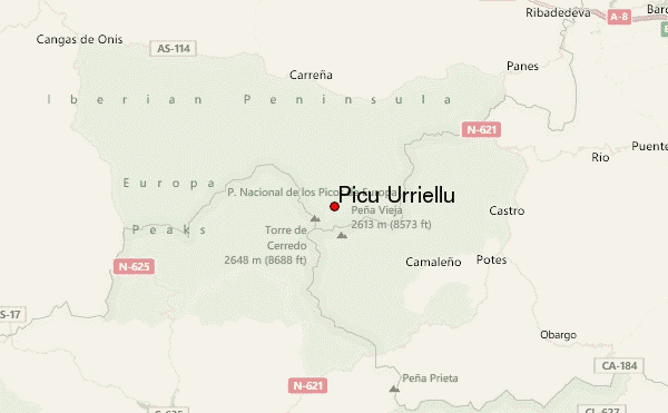 Picu Urriellu Location Map
